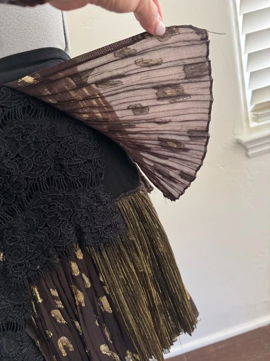 Anthropologie Harlyn black gold metallic skirt - Picture 5 of 6